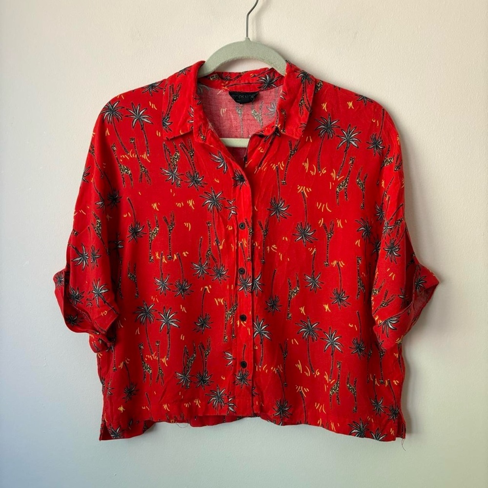 Topshop Giraffe and Palm Tree Blouse 4